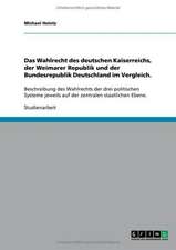 Das Wahlrecht des deutschen Kaiserreichs, der Weimarer Republik und der Bundesrepublik Deutschland im Vergleich.