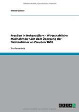 Preußen in Hohenzollern - Wirtschaftliche Maßnahmen nach dem Übergang der Fürstentümer an Preußen 1850