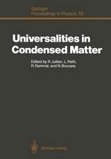 Universalities in Condensed Matter: Proceedings of the Workshop, Les Houches, France, March 15–25,1988