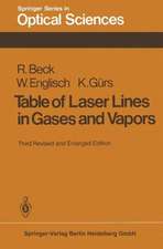 Table of Laser Lines in Gases and Vapors