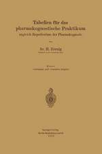 Tabellen für das pharmakognostische Praktikum: zugleich Repetitorium der Pharmakognosie