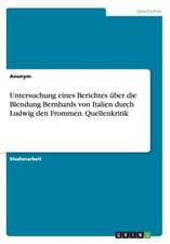 Untersuchung eines Berichtes über die Blendung Bernhards von Italien durch Ludwig den Frommen. Quellenkritik