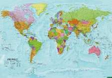 World map, political - physical, english, 1:20.000.000, Poster with metal ledges, freytag & berndt