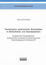 Transkription griechischer Buchstaben in Bibliotheken und Standesämtern