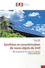 Synthese Et Caracterisation de Nano-Objets de Zno: Conception Et Application