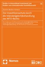 Der Investitionsschutz Durch Die Inlander(gleich)Behandlung Des Wto-Rechts: Eine Analyse Zum Investitionsschutz in Den Inlander(gleich)Behandlungsnorm