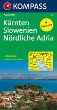 Kärnten, Slowenien, Nördliche Adria 1 : 650 000. Straßenkarte