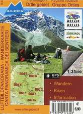 Ferienregion Ortlergebiet / Regione Vacanze Gruppo Ortles 1 : 35 000 Luftbildpanorama & Wanderkarte