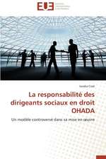 La Responsabilite Des Dirigeants Sociaux En Droit Ohada