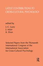 Latest Contributions to Cross-cultural Psychology